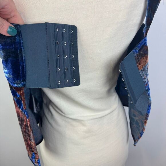 Pilcro Velvet Flyaway Top Blue Burnout Open Back Tank Size M - Picture 6 of 11